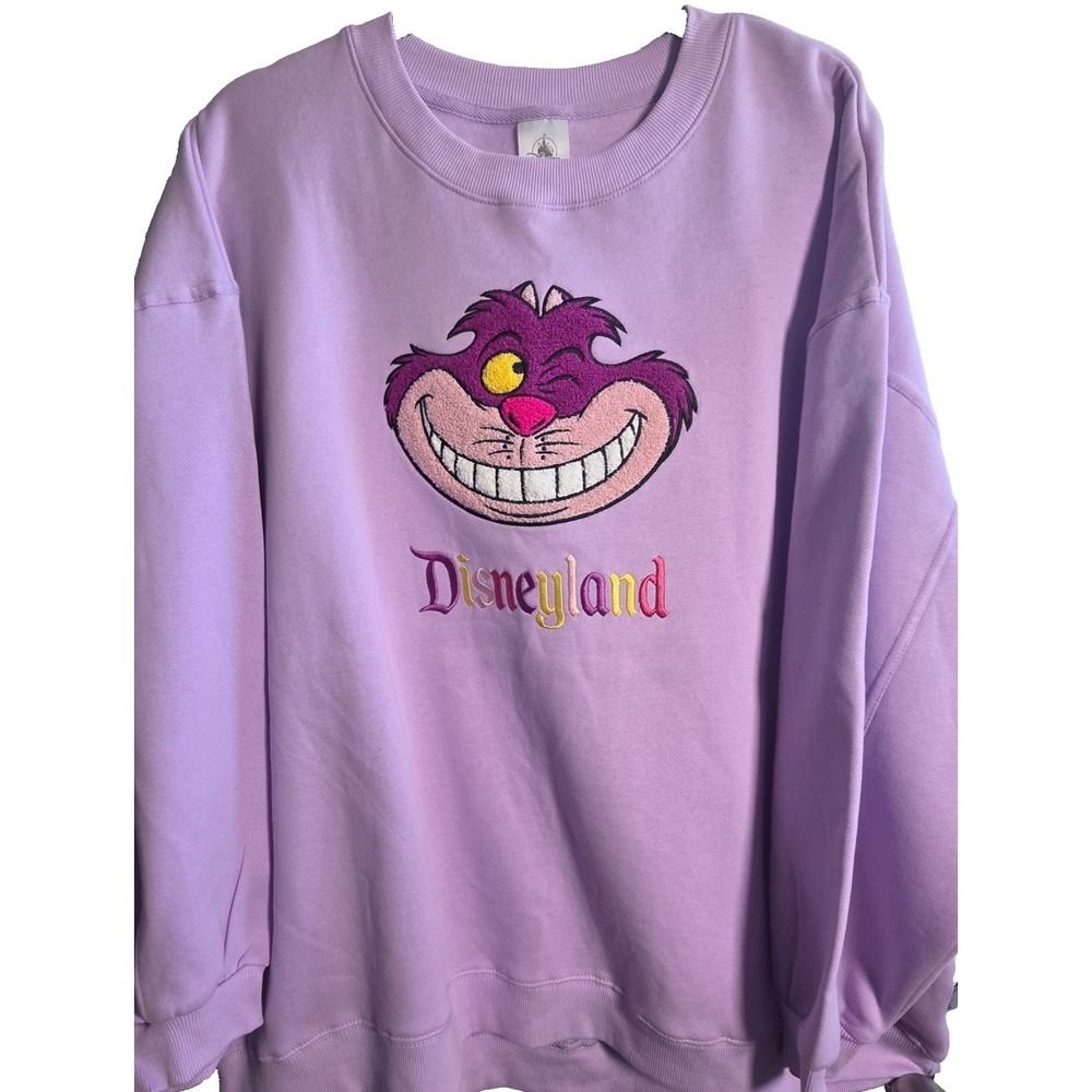 Disney Sweatshirt Women XL Purple NWT Disneyland Cheshire Cat Alice Wonderland